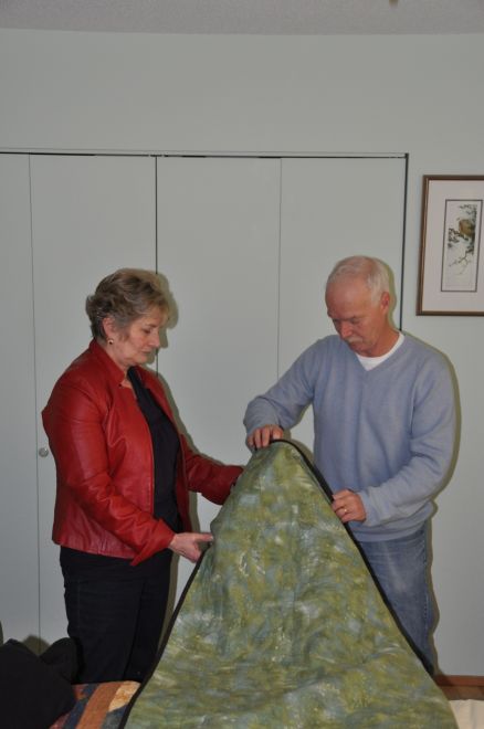 City Slicker, a view showing Bill and Barbara checking out the backing fabric.
