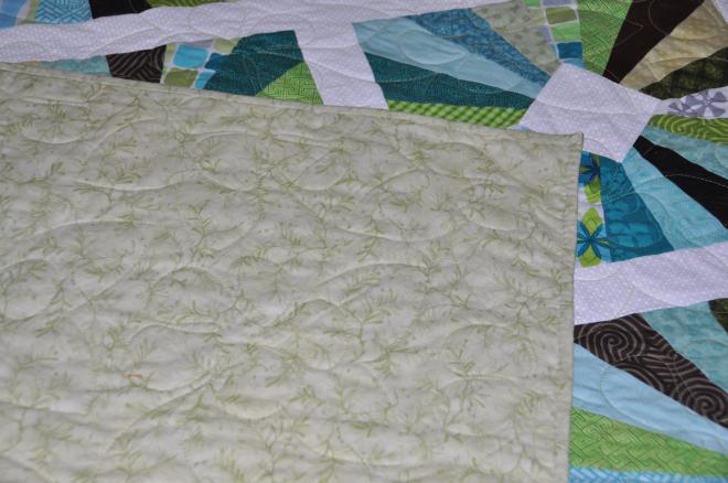 A shot of the backing fabric on the Dresden Square 0102 quilt.
