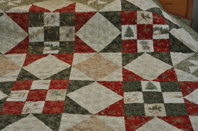 Close up of Very Merry, showing 9-patches with star points.