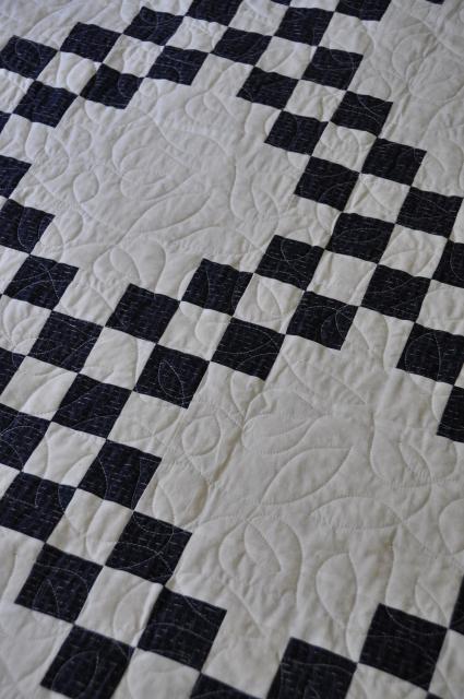 Close up of front of Double Irish Chain quilt.