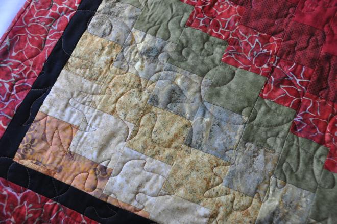 Close-up of quilting on bargello section of the quilt, Free Falling.