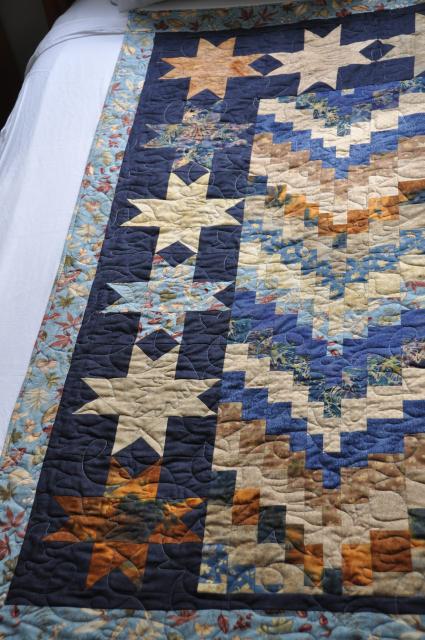 A closer look at the Friendship Stars on the left side of the quilt