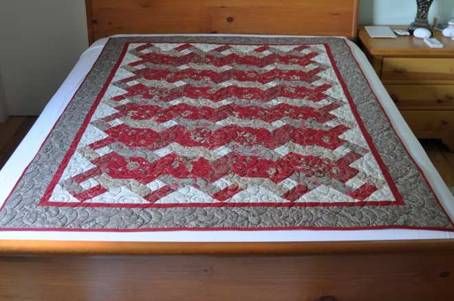 French Twist quilt from kit purchased at Village Quilts in Lethbridge.