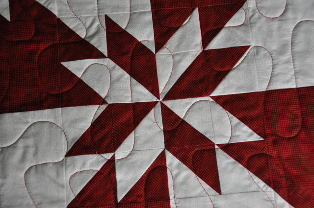 A shot of a hunter's star showing the quilting pattern and thread colour.