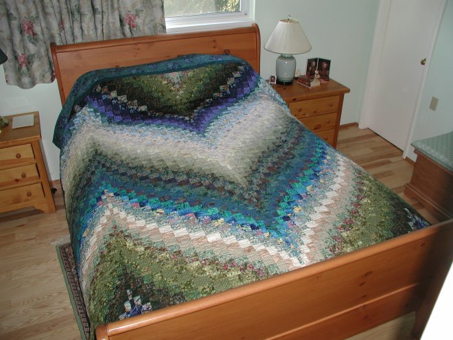 Barbara's first bargello, Peacock. This is from the class she took.