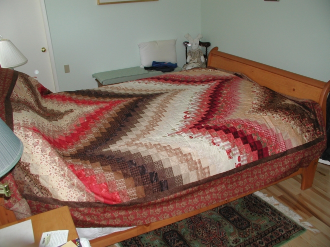 Barbara's second bargello, Raspberry and Chocolate.