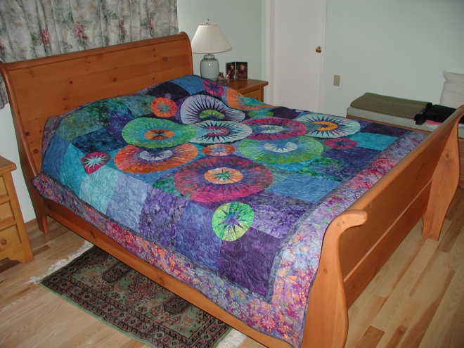 Barbara's first paper-pieced quilt, a mariner's compass pattern. The is a photo of the now completed piece.