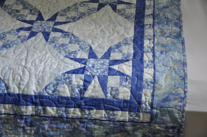 Close up of the Tennessee Waltz in Blue quilt pattern.
